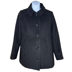 Motherhood Maternity Large Lined 5 Button Up Black Coat